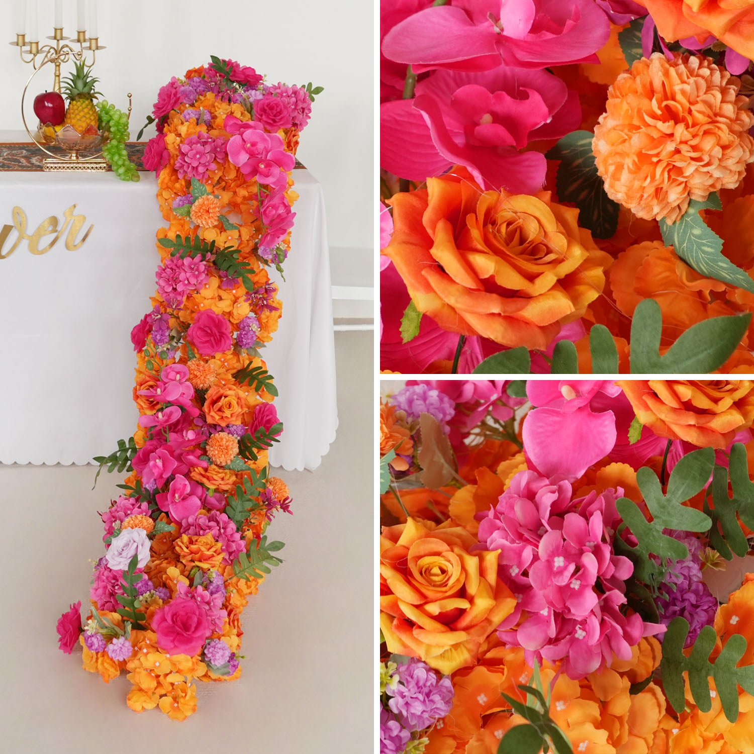 Uflower Artificial Flower Row Sofa Table Runner Floor Flower Arrangement